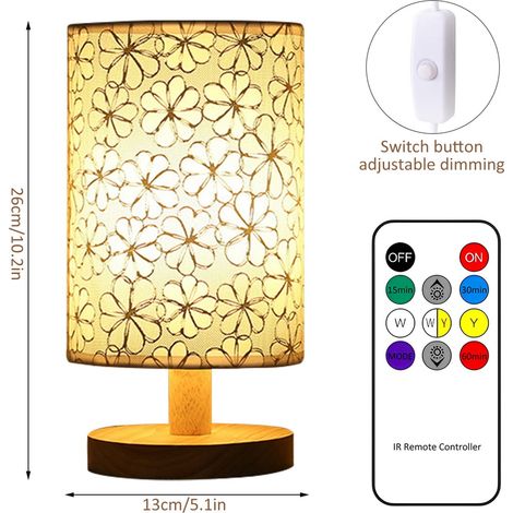 Tischlampe Aus Stoff, Led-nachtlicht Aus Leinen, Mit Fernbedienung, Warmweiß, Nachttischlampe, Usb-stromversorgung, Für Schlafzimmer, Wohnzimmer, Dekoration (drei Einstellbare Farben)