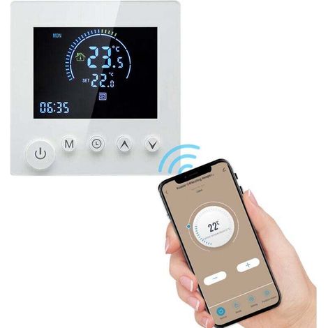 Intelligenter Vernetzter Thermostat Für Die Warmwasserbereitung, Wifi-thermostat Für Fußbodenheizung, Kompatibel Mit Alexa Und Google - Weiß 3a