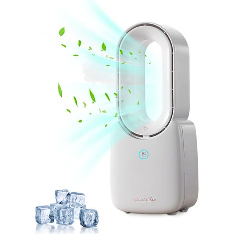 Tragbarer, Klingenloser Desktop-ventilator, 11,8 Zoll, 3-gang-einstellung, Mit 5 Farben, Berührungsgesteuerte Led-beleuchtung Für Zuhause, Büro Und Schlafzimmer
