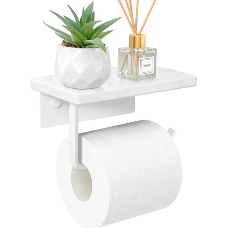 Marmor-toilettenpapierhalter Mit Ablage, Toilettenpapierrollenhalter, Wandmontierter Halter Zum Schrauben, Edelstahl-toilettenpapierrollenhalter Mit Stauraum Für Badezimmer Und