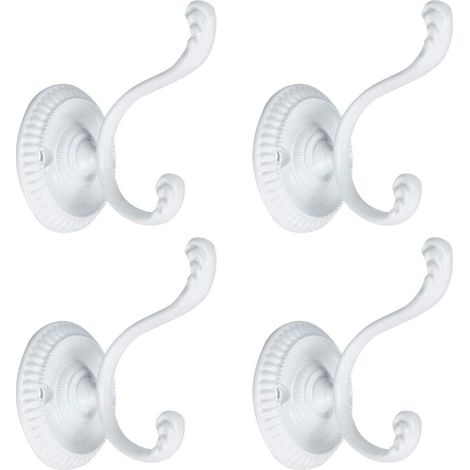 Set Aus 4 Wandhaken Aus Zinklegierung Mit Weißen Schrauben Für Bademäntel, Handtücher, Badezimmer- Und Küchentüren