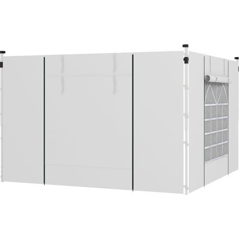 Seitenwände Für Zelt 295 X 195 Cm Mit Aufrollbarem Fenster Und Reißverschlusstür Für Zelt 3 X 3 M Oder 3 X 6 M, Weiß