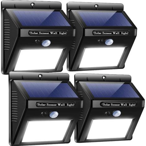 Solare Außenleuchten - Sicherheitsbeleuchtung Mit Sensor, 3 Modi Für Gartenweg, Zaun, Tür, Garage (weiß, 4er-pack)