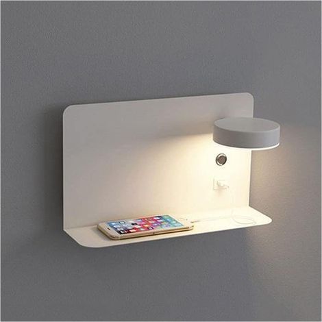 Led-wandleuchte, Led-wandleuchte Mit 3 Farbtemperaturen, Dimmbar, Mit Schalter Und Usb-anschluss, Für Schlafzimmer Und Flur, Weiß (rechts)