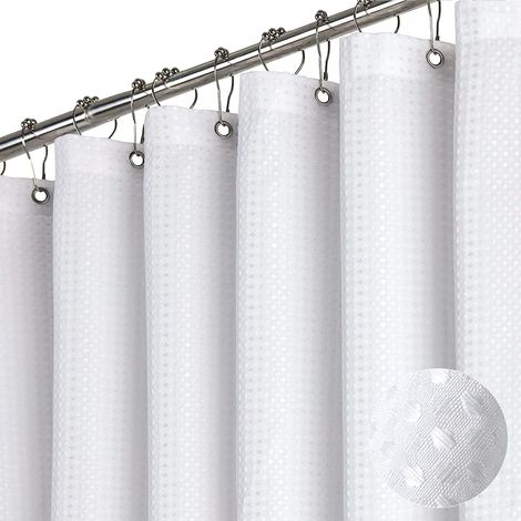 Dicker Stoff-duschvorhang, Luxuriöser Duschvorhang Für Das Badezimmer, 2 M X 1,8 M, Weiß