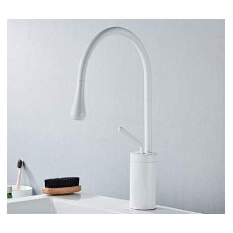 Einhüliger Küchenwasserhahn, Warm- Und Kaltwasserhahn, Mischbatterie (kurz, Weiß)