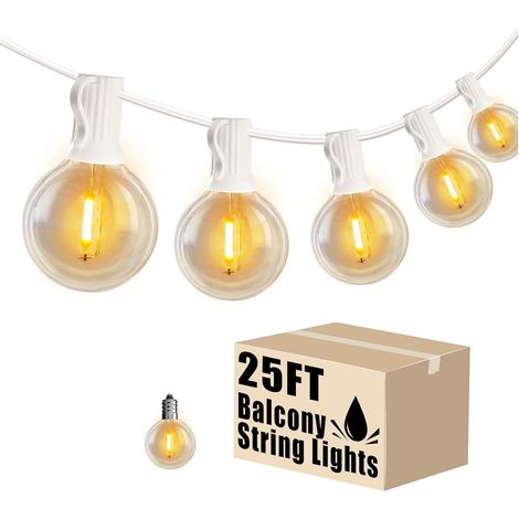 7,6 M Lange Led-außenlichterkette Mit Weißen G40-glühbirnen Im Edison-stil Für Garten Und Bistro