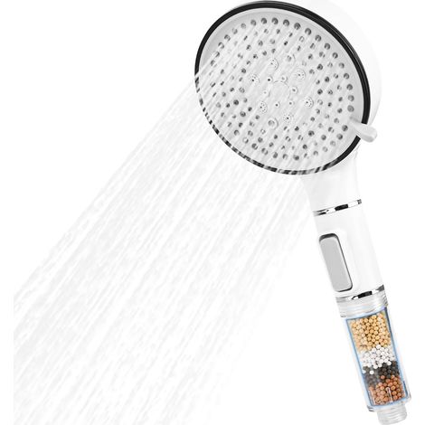 Duschkopf Mit Filter, Wassersparend, Hochdruck Mit 5 Strahlarten, Handbrause Gegen Kalk, Regenstrahl-dusche Für Hartes Wasser, Restchlor Und Schwermetalle