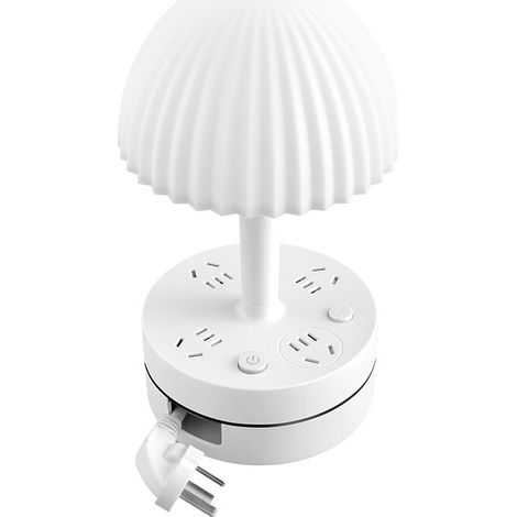 Schreibtischlampe Nachttischlampe Dreifarbige Beleuchtung 3 Steckdosen 2 Usb + Typ-c 1,8 M (weiß)