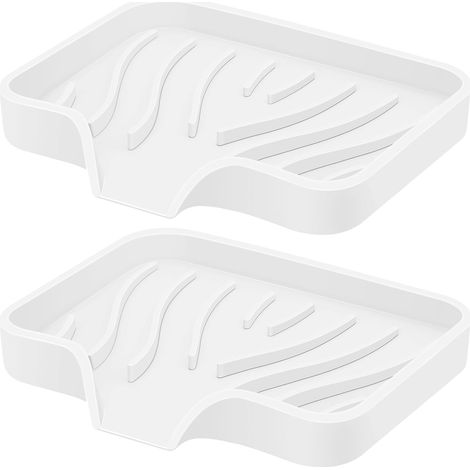 Silikon-seifenschale Mit Abfluss, 2er-pack Selbstablaufende Seifenhalter Für Küche Und Bad, Flexibel Und Tragbar, Weiß