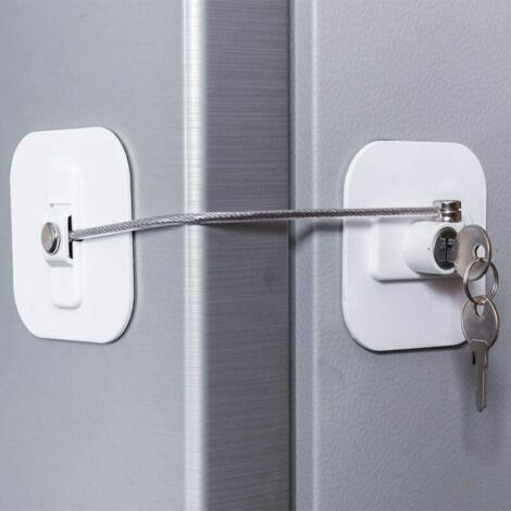 Schloss Für Kühlschrank Und Gefriertruhe, Mit Schlüssel Zur Kindersicherung, Schloss Zum Verriegeln Von Kühlschränken Und Schränken (1 Set) Weiß