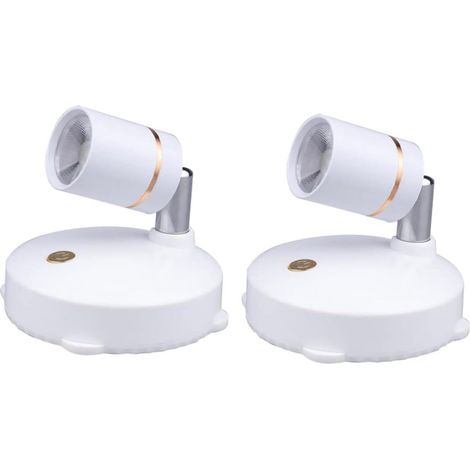 Set Aus 2 Kabellosen Mini-spots Mit Batteriebetrieb Für Innenbilder, Dimmbar, Mit Klebefernbedienung, Überall Anbringbar