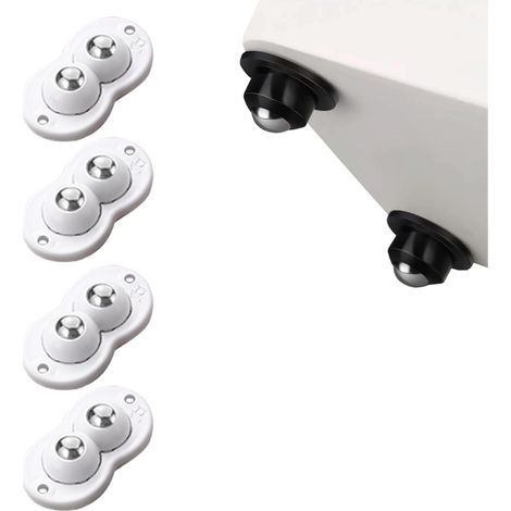 4er-set Weiße Selbstklebende Mini-rollen – Universelle Gleitrollen – (mit 2 Kugeln Aus Edelstahl)