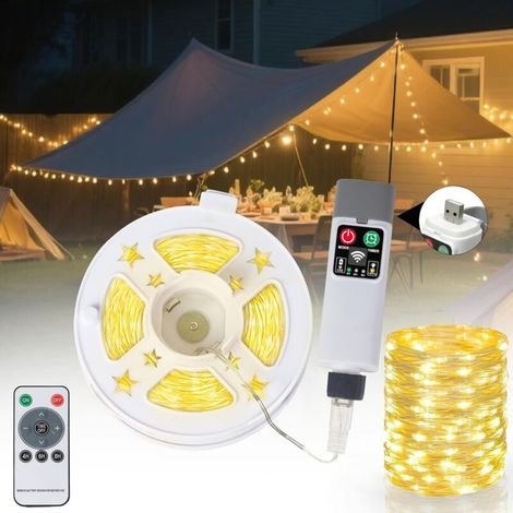 30 M Lange, Wiederaufladbare Camping-lichterkette Mit 300 Leds, 8 Lichtmodi, Usb-anschluss Und Wasserdichtem Design – Ideal Für Hof, Garten, Partys Und Festivals