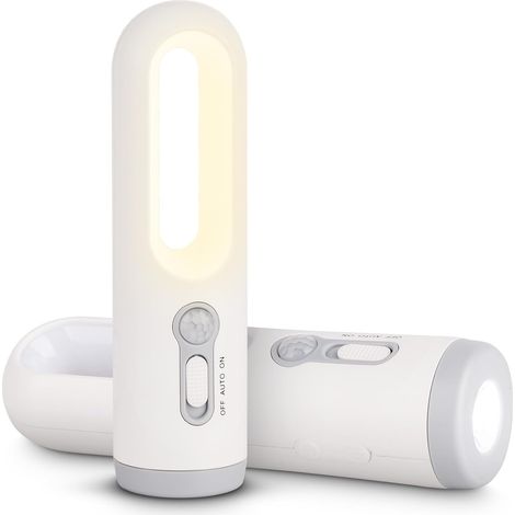 Wiederaufladbare 2-in-1 Tragbare Led-nachtlicht Mit Bewegungssensor, Ideal Für Schlafzimmer, Toilette, Lesen Und Camping