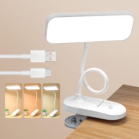 20 Led Leselampe, Usb-klemmleuchte 360° Flexibel, Augenschutz, 3 Farben & Dimmbar, Mini Nachtlicht Zum Lesen Im Bett, Kindle, Buch, Kinder, Reisen, Camping