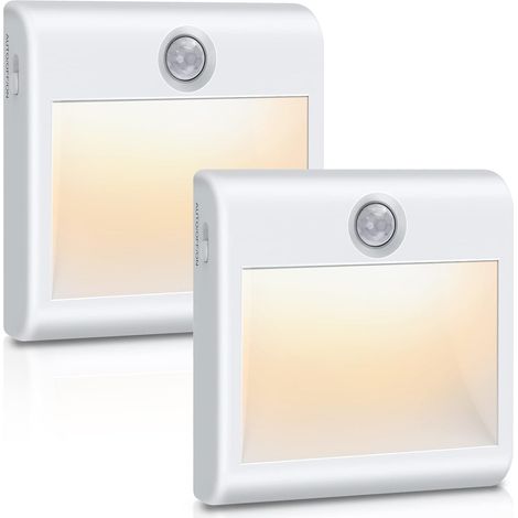Led-nachtlicht [2er-pack], Bewegungsmelder-innenleuchte, Batteriebetrieben, Magnetische Klebeleuchte Mit Warmweißem Licht Für Flur, Treppe, Küche, Kleiderschrank Und Schrank