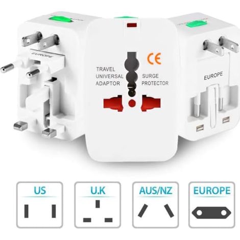 Universeller Reiseadapter, Universeller Stromadapter Für Über 150 Länder Weltweit, Usb-reiseadapter Mit Steckdosen Und Stecker Für Usa/eu/uk/aus – 1 Stück