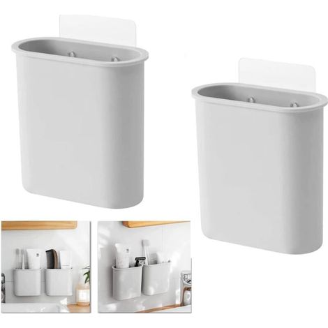 2er Pack - Zahnbürstenhalter, Minimalistischer Wandmontierter Vielseitiger Aufbewahrungsständer, Badezimmer-aufbewahrungsbox Für Zahnbürsten, Rasierer, Zahnpasta Und Kamm