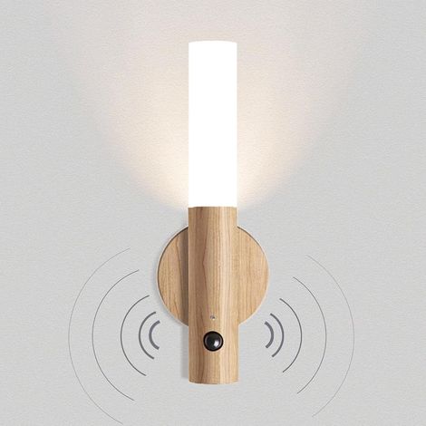 Kabellose Wandleuchte Aus Holz, Akku-wandleuchte Mit Bewegungsmelder Für Den Innenraum, Magnetische Led-nachtlicht Mit Wiederaufladbarem Akku Für Treppe Und Schlafzimmer, Warmweiß