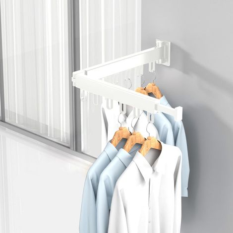 Ausziehbarer Und Um 360° Drehbarer Wäscheständer Für Balkon, Waschküche, Badezimmer Und Schlafzimmer (weiß, Doppelte Schicht)