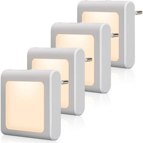 Nachtlicht Mit Dämmerungssensor, 4er-pack, Stufenlos Einstellbare Helligkeit, Ideal Für Kinderzimmer, Treppen, Schlafzimmer, Küche, Orientierungsleuchte, Warmweiß