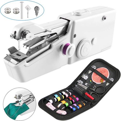 Tragbare Mini-nähmaschine, Handgeführte Tragbare Nähvorrichtung, Schnelles Manuelles Stichwerkzeug Für Kleidung Und Vorhänge, Elektrische Handnähmaschine Für Haushalt Und Bekleidung (weiß)