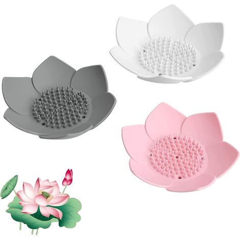 3-teiliger Seifenspender, Lotus-silikon-seifenhalter, Komfortable Seifenbox Für Badezimmer, Küche, Dusche, Waschküche Oder Umkleidekabine (drei Farben)