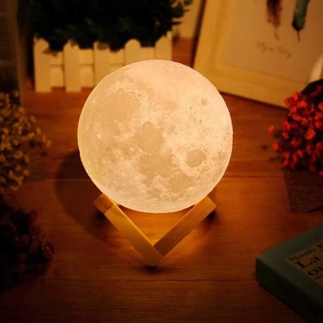 Lampe Lune 3d, Led-dekorationslampe Mit Touch-schalter, Usb-aufladbar, Nachtlicht Für Schlafzimmer, Wohnzimmer, Café, Geschenk Zum Geburtstag Und Weihnachten, 15 Cm