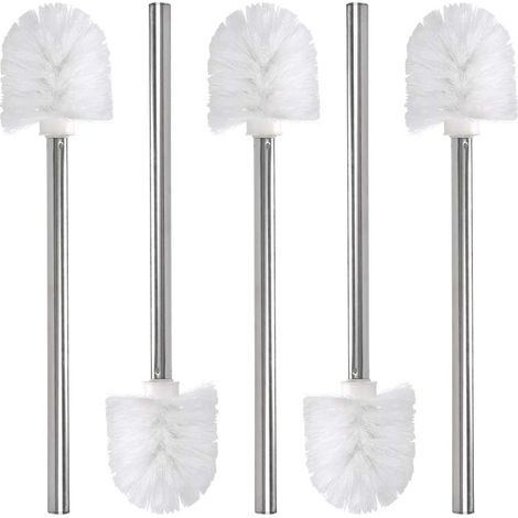 Ersatzbürste Für Toiletten/bad, 5-teilig, Reinigungsbürstenkopf, Edelstahlgriff Und Kunststoffkopf, Weiß, 37,5 Cm