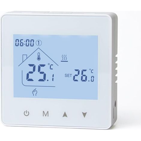 Thermostat Für Gasheizung, Digitaler Heizthermostat, Programmierbar Und Steuerung Des Warmwasserheizkessels, Batteriebetrieben Mit 3 Aa-batterien, Bot - R6w Weiß