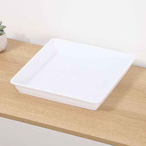 Weiße Kunststoff-pflanzschale 12x12 Cm, Quadratische Abtropfschale, Blumentopf Geeignet Für Innen- Und Außenbereich, 2 Stück