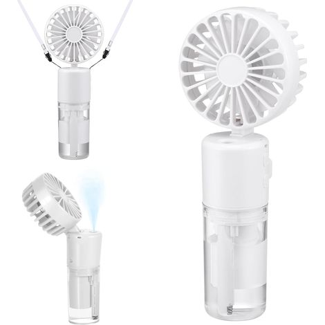 Tragbarer Mini-luftbefeuchter, 4000mah Usb-aufladbarer Handventilator [5-21 Stunden Betriebszeit], 4 Geschwindigkeiten, Leise Und Faltbar Für Outdoor, Reisen, Weiß