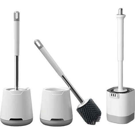 Wc-bürste Aus Silikon – Toilettenbürste Mit Halterung, Tropffrei, Antibakteriell, Belüftete Wc-bürste Für Schnelle, Geruchsfreie Trocknung, Wand- Oder Bodenmontage, Für Bad Und Wc, Weiß