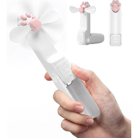 Tragbarer, Faltbarer Mini-handventilator Mit Wiederaufladbarem Usb-akku [14–22 Stunden Betriebszeit], 3 Einstellbare Geschwindigkeiten Mit Powerbank-funktion, Taschenlampenfunktion – Weiß