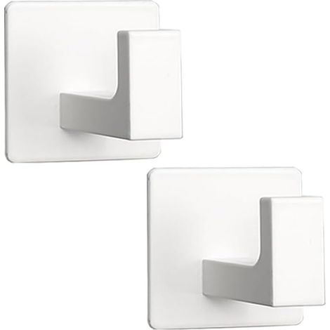 Set Aus 2 Wandhaken Aus Edelstahl 304 Für Handtücher, Kleidung, Schwämme, Bademäntel, Selbstklebend (ohne Bohren), Für Badezimmer, Küche, Hotel, Garage (weiß)