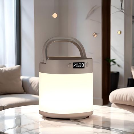 Nachtlicht Für Babys, Tragbare Led-schreibtischlampe Mit Digitaler Uhranzeige, Warmweißes Licht, Griffdesign, Taktive Helligkeitsregelung, Tragbar, Geeignet Für Camping