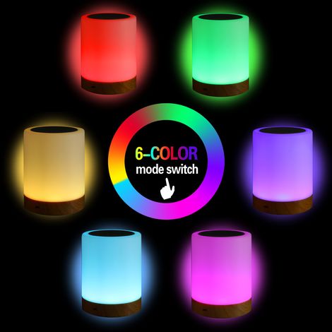 Nachttischlampe Mit Touch-steuerung Und Dimmer, 6 Rgb-farbwechselmodi, Usb-aufladbarer Akku, Speicherfunktion.