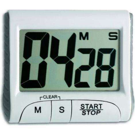 Digitaler Timer Und Stoppuhr, 38.2021.02, Countdown Bis Zu 99 Min./59 Sek., Eier-uhr, Speicherfunktion, Große Ziffern, Magnet/halterung, Weiß