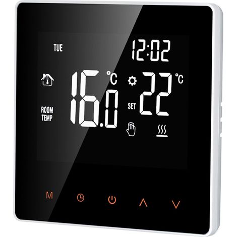 Digitaler Thermostat 16 A - Lcd-bildschirm - Touchscreen - Programmierbar - Für Zuhause, Schule, Büro, Hotel, Weiß