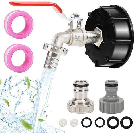 1000l Tankhahn, 1/2" Aluminiumlegierung Tankadapter, Ibc Anschluss Hahn, Schlauchadapter S60x6 Für Gartenhähne, Regenwassersammler