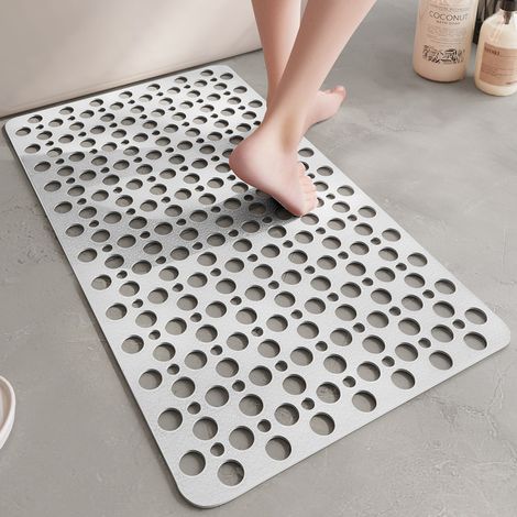 Duschbadematte, Rutschfeste Badematte, Kunststoff-badewannenmatte Für Badezimmer Und Dusche, Fußpolster Mit Saugnäpfen Und Ablauföffnungen, Tropfsicheres Kissen (farbe: Weiß, Größe: 43x