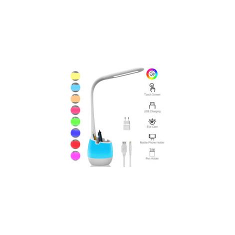 Flexible Schreibtischlampe, Wiederaufladbare Lampe Mit Farbiger Nachtlichtfunktion / 3 Modi Und 3 Helligkeitsstufen / Touch-steuerung