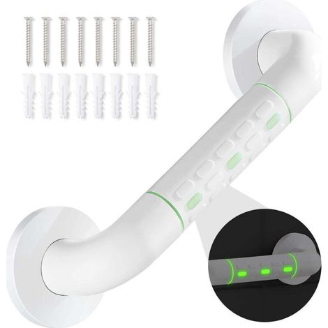 Rutschfester Haltegriff Für Badezimmer, Duschhaltestange Mit Lichtring - Mit Abgedeckter Flansch, 40 Cm