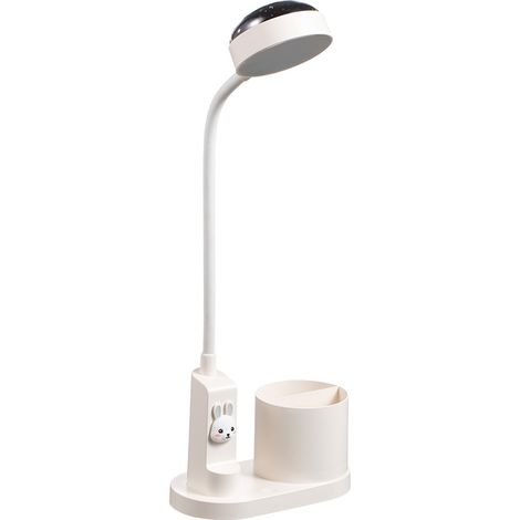 Schreibtischlampe Für Kinder, Studiertischlampe Mit Stifthalter, Nachttischlampe Mit Automatischem Farbwechsel, Dimmbare Led-leselampe Für Kinder (weiß)