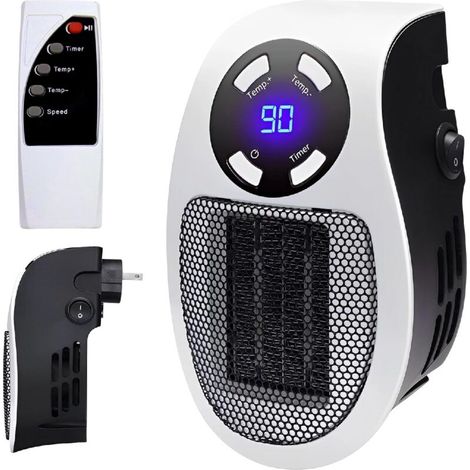 Steckbarer Heizlüfter 500w, Mini-elektroheizung Für Steckdose, Wandmontierter Raumheizer Mit Fernbedienung, 500w Elektro-gebläseheizung Mit 2 Lüftungsstufen, Thermostat, Timer