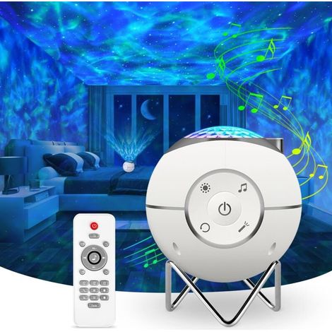 Rotierender Sternenhimmel-projektor, Usb-aufladbare Led-musikprojektionslampe Mit 14 Modi, Fernbedienung, Timer Und Metallständer, Weihnachtsgeschenk, Neujahrsgeschenk (weiß)-liaiki