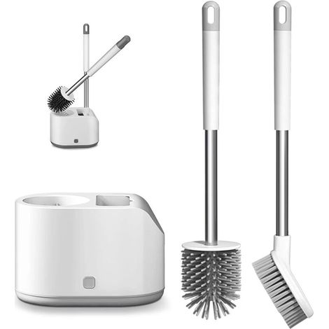 Toilettenbürste Aus Silikon, 2er-set Wc-silikonbürste Mit Schnell-trockenhalterung, Reinigungsbürste Für Das Badezimmer Mit Rutschfestem Kunststoffgriff, Bad-sets