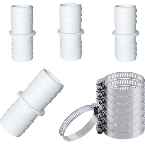 4er-set Schlauchverbinder, Pool-schlauchadapter Mit 8 Schlauchklemmen, Pool-adapter, Schlauchadapter Ø 32 Auf 32 Mm Für Pool (32mm-32mm)