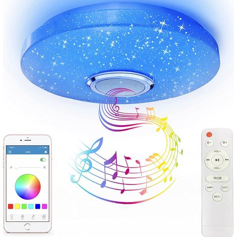 Rgb-led-deckenleuchte 36 W Mit Bluetooth-lautsprecher, 12-zoll-deckenleuchte Mit Farbwechsel, Kalt/warm/weiß, Mit App Und Fernbedienung, Wasserdichte Deckenleuchten Für Kinderzimmer, Schlafzimmer